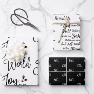Hoja De Papel De Regalo Navidades modernos blancos y negros
