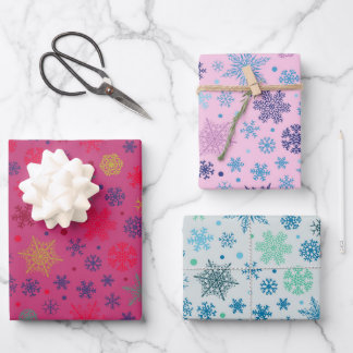 Hoja De Papel De Regalo Navidades modernos de copos de nieve con copo de n