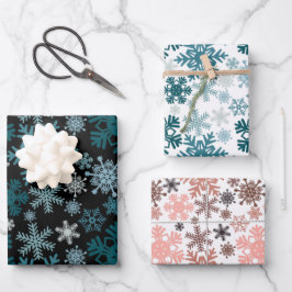Hoja De Papel De Regalo Navidades modernos de copos de nieve en invierno
