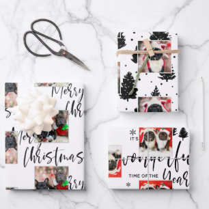Hoja De Papel De Regalo Navidades modernos de fotografía de perro blanco n