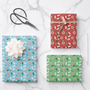 Hoja De Papel De Regalo Navidades modernos de trajes de árboles y árbole