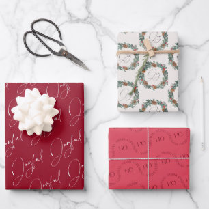 Hoja De Papel De Regalo Navidades modernos joyosa guerra roja