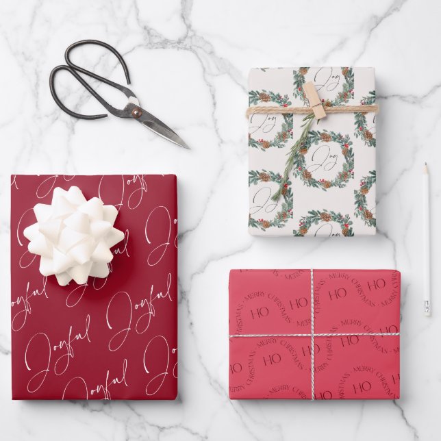 Hoja De Papel De Regalo Navidades modernos joyosa guerra roja (Anverso)