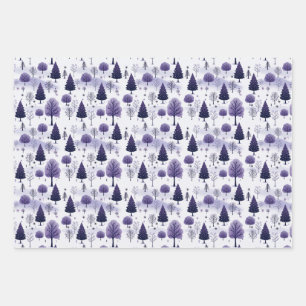 Hoja De Papel De Regalo Navidades Morado de la Selva Snowy
