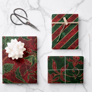 Hoja De Papel De Regalo Navidades navideños de Navidad Velvet Faux Red Gre