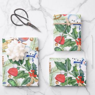 Hoja De Papel De Regalo Navidades navideños navideños Snowman, piñones, Ho