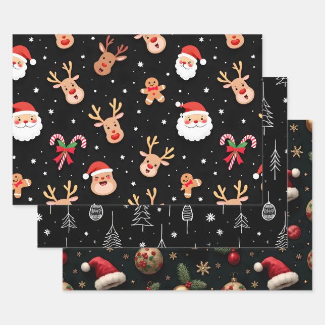 Hoja De Papel De Regalo Navidades negros caprichosos (Set)