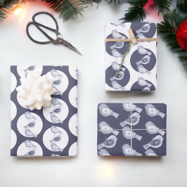 Hoja De Papel De Regalo Navidades nórdicos Aves azules
