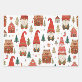 Hoja De Papel De Regalo Navidades nórdicos gunómadas y pueblo de Gingerbre