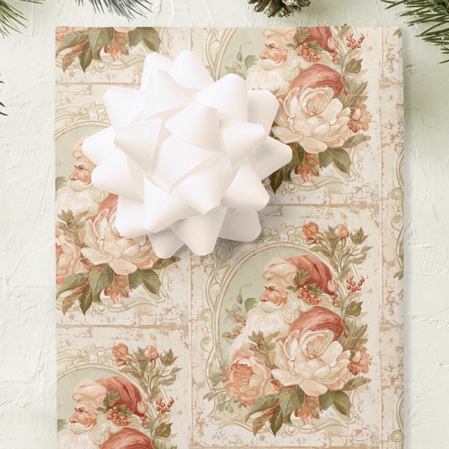 Hoja De Papel De Regalo Navidades nostálgicos de época (Vintage Santa Christmas Gift Wrap)