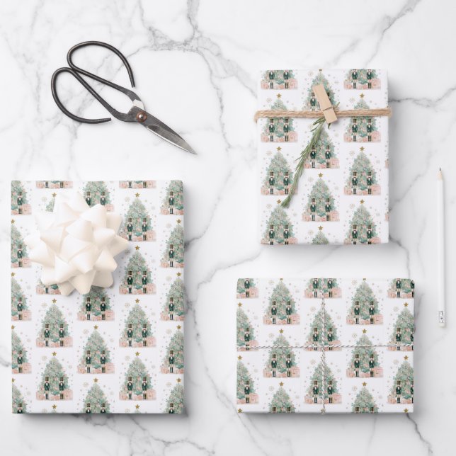Hoja De Papel De Regalo Navidades Nutcracker de Pastel (Anverso)