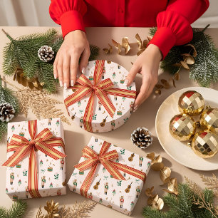 Hoja De Papel De Regalo Navidades Nutcracker modernos doblan el patrón de 