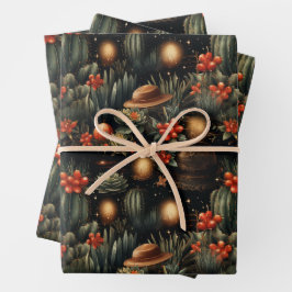 Hoja De Papel De Regalo Navidades occidentales Cowboy Cactus Moody