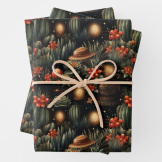 Hoja De Papel De Regalo Navidades occidentales Cowboy Cactus Moody