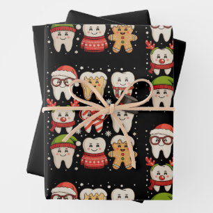 Hoja De Papel De Regalo Navidades odontológicos se burlan de los dientes d
