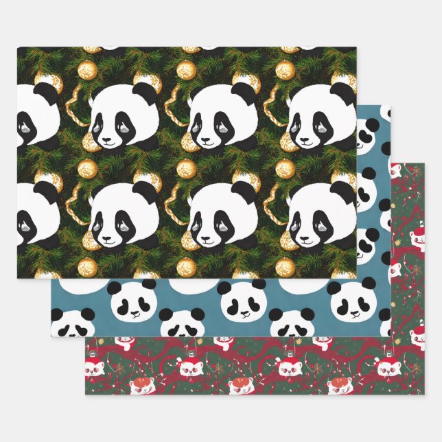 Hoja De Papel De Regalo Navidades Panda y Bear (Set)