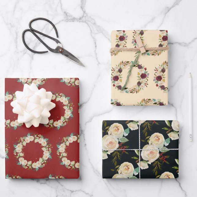 Hoja De Papel De Regalo Navidades Pastel Florals (Anverso)
