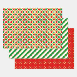 HOJA DE PAPEL DE REGALO NAVIDADES PATRONES DE VACACIONES DE ORO VERDE ROJO