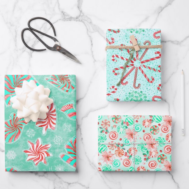 Hoja De Papel De Regalo Navidades Peppermints (Anverso)