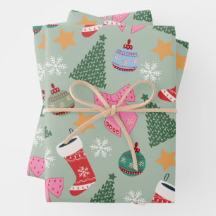 Hoja De Papel De Regalo Navidades pequeños Mint Green