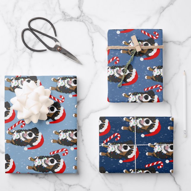 Hoja De Papel De Regalo Navidades Perro de montaña Bernese (Anverso)