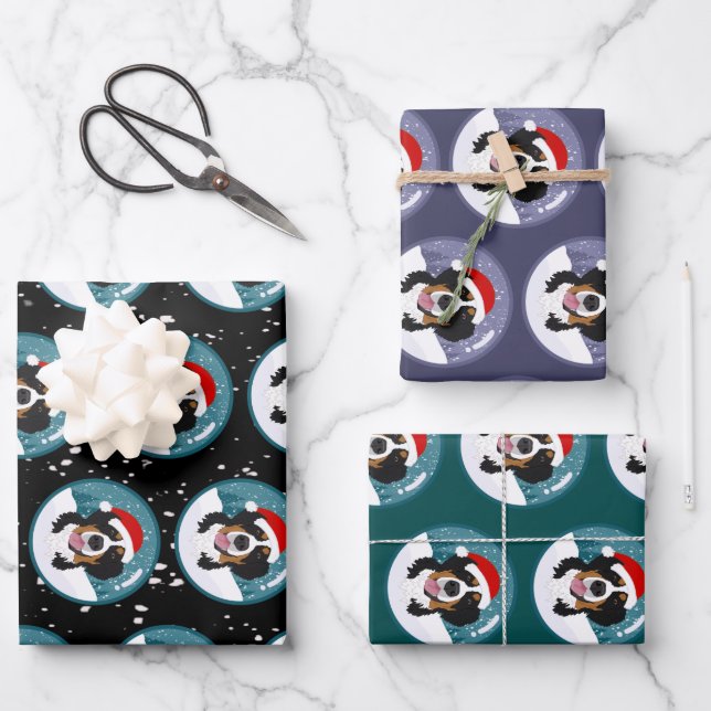 Hoja De Papel De Regalo Navidades Perro de montaña Bernese (Anverso)