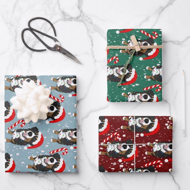 Hoja De Papel De Regalo Navidades Perro de montaña Bernese (Anverso)