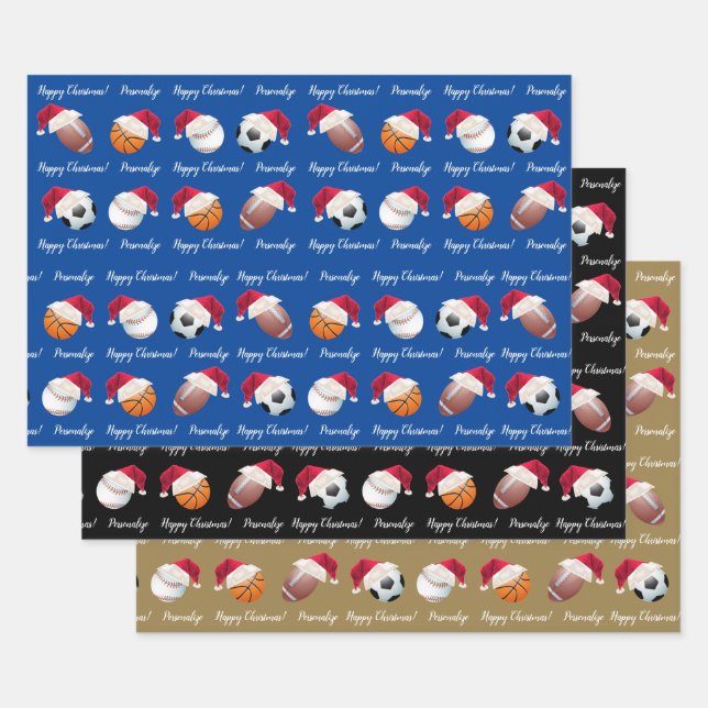 Hoja De Papel De Regalo Navidades Personalizados Baller Deportes Envolver  (Set)
