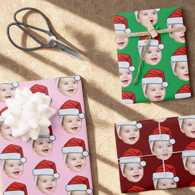 Hoja De Papel De Regalo Navidades personalizados de Face Santa Hat (Subido por el creador)