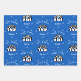 Hoja De Papel De Regalo Navidades personalizados de pingüino