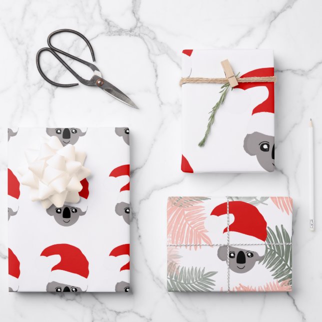 Hoja De Papel De Regalo Navidades personalizados koala (Anverso)