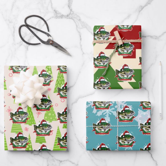 Hoja De Papel De Regalo Navidades pescadores de Santa Hat (Anverso)