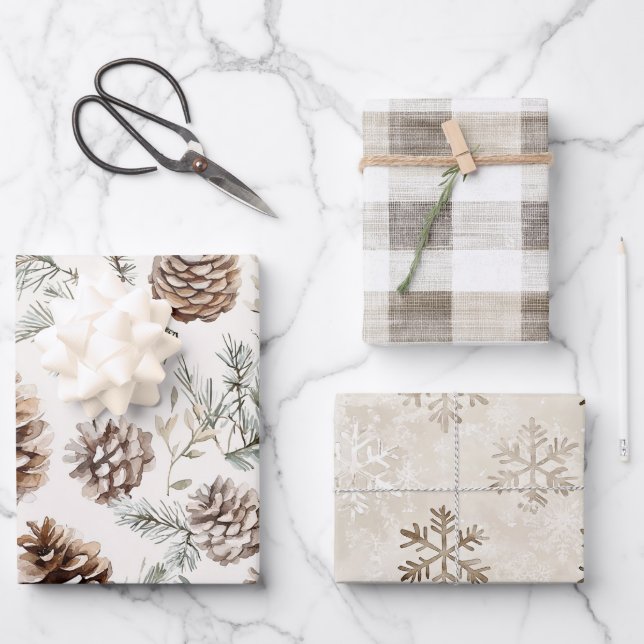 Hoja De Papel De Regalo Navidades Pine Cones (Anverso)