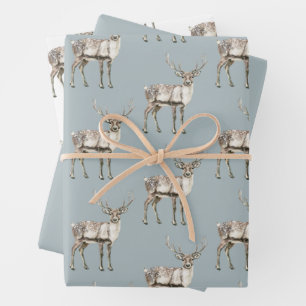 Hoja De Papel De Regalo Navidades Pine Green Rustic Deer
