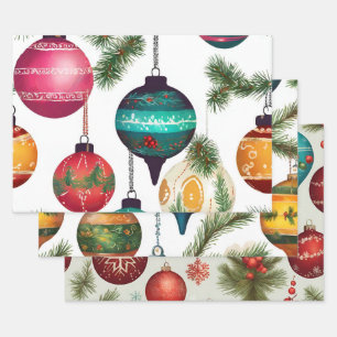 Hoja De Papel De Regalo Navidades Pintados Vintage mixtos Colgando Ornamen