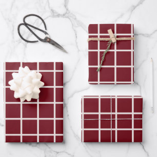 Hoja De Papel De Regalo Navidades Plano de cuadrícula rojo