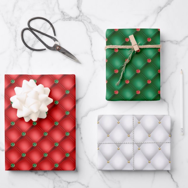 Hoja De Papel De Regalo Navidades Puffy Quilted Trio (Anverso)