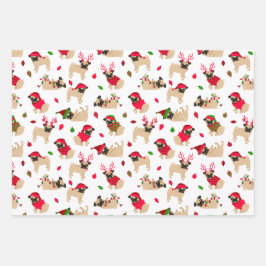 Hoja De Papel De Regalo Navidades Pugs