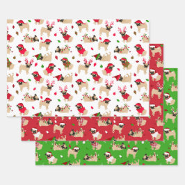Hoja De Papel De Regalo Navidades Pugs