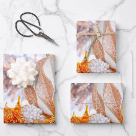 Hoja De Papel De Regalo Navidades Purpurina de bolas rosadas y blancas