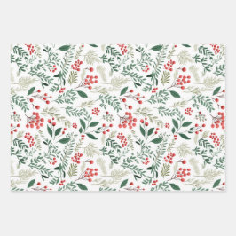 Hoja De Papel De Regalo Navidades Red Holly Berries