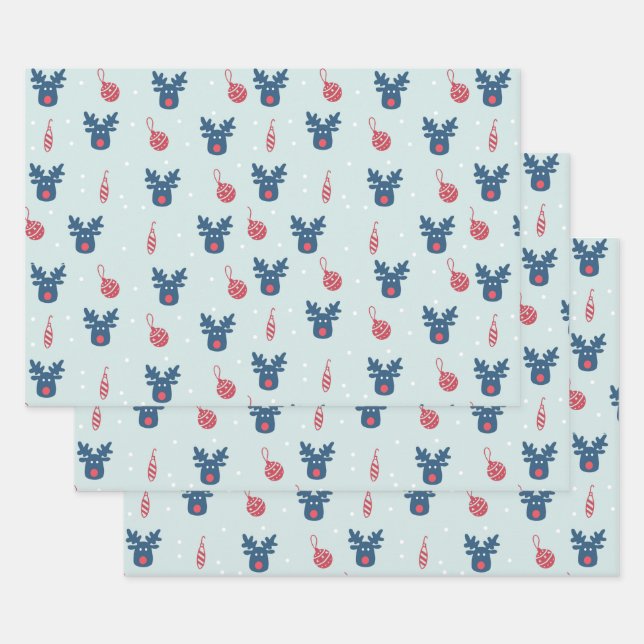 Hoja De Papel De Regalo Navidades renos (Set)