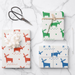 Hoja De Papel De Regalo Navidades renos. Patrón de animales de bosque de i