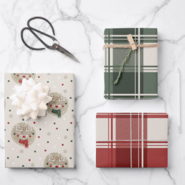 Hoja De Papel De Regalo Navidades renos y plantas