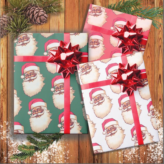 Hoja De Papel De Regalo Navidades retro-afroamericanos de Papá Noel negro (Subido por el creador)
