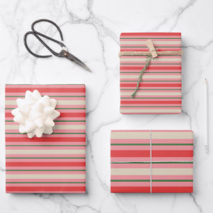 Hoja De Papel De Regalo Navidades Retro Antiguos Patrón de rayas rosadas