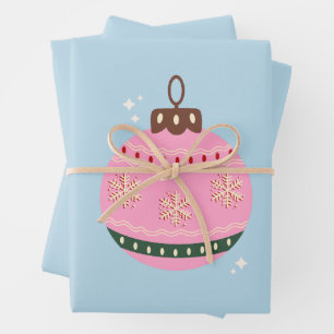 Hoja De Papel De Regalo Navidades retro bauble vacaciones de perrito azul