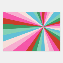 Hoja De Papel De Regalo Navidades Retro Coloridos, Patrones y Fuentes