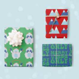 Hoja De Papel De Regalo Navidades Retro Cute Yeti Patrón Niños