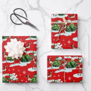 Hoja De Papel De Regalo Navidades retro kitsch